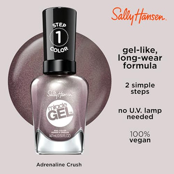 Aplicación de dos pasos de Sally Hansen Miracle Gel Adrenaline Crush, sin luz ultravioleta.