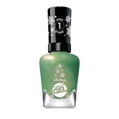 Sally Hansen Miracle Gel Under the Tree, esmalte verde con brillo para fiestas.