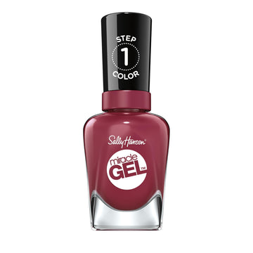 Sally Hansen Miracle Gel: tono Beet Pray Love en frasco para una manicura vibrante y duradera.