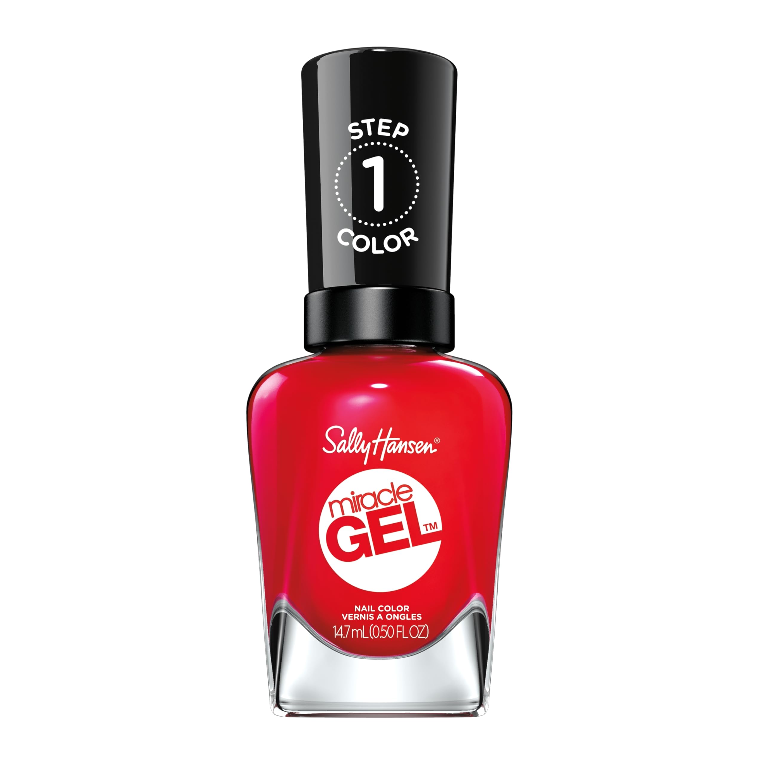 Sally Hansen Miracle Gel en tono rojo escarlata, acabado duradero.