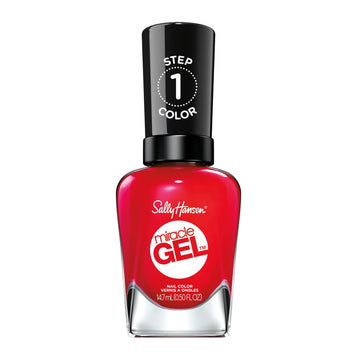 Sally Hansen Miracle Gel en tono rojo escarlata, acabado duradero.