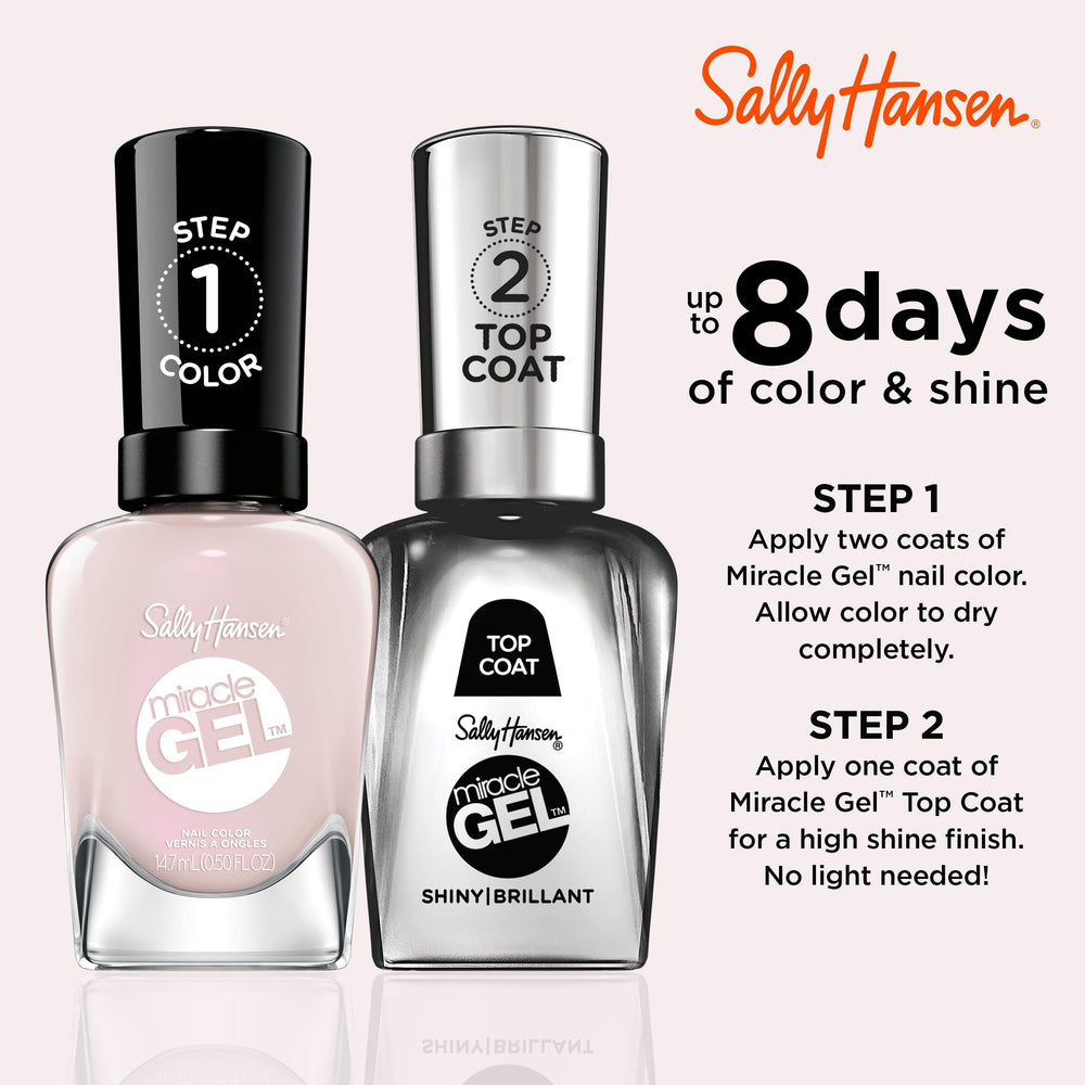 Sally Hansen Miracle Gel, acabado perlado translúcido en las uñas.