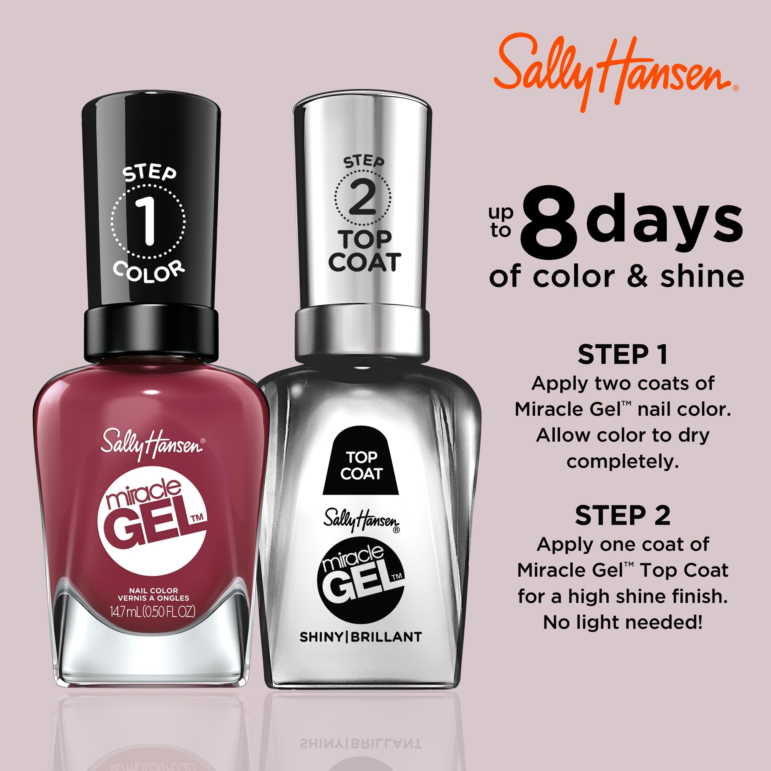 Sally Hansen Miracle Gel: sin luz ultravioleta para manicura cómoda en casa.