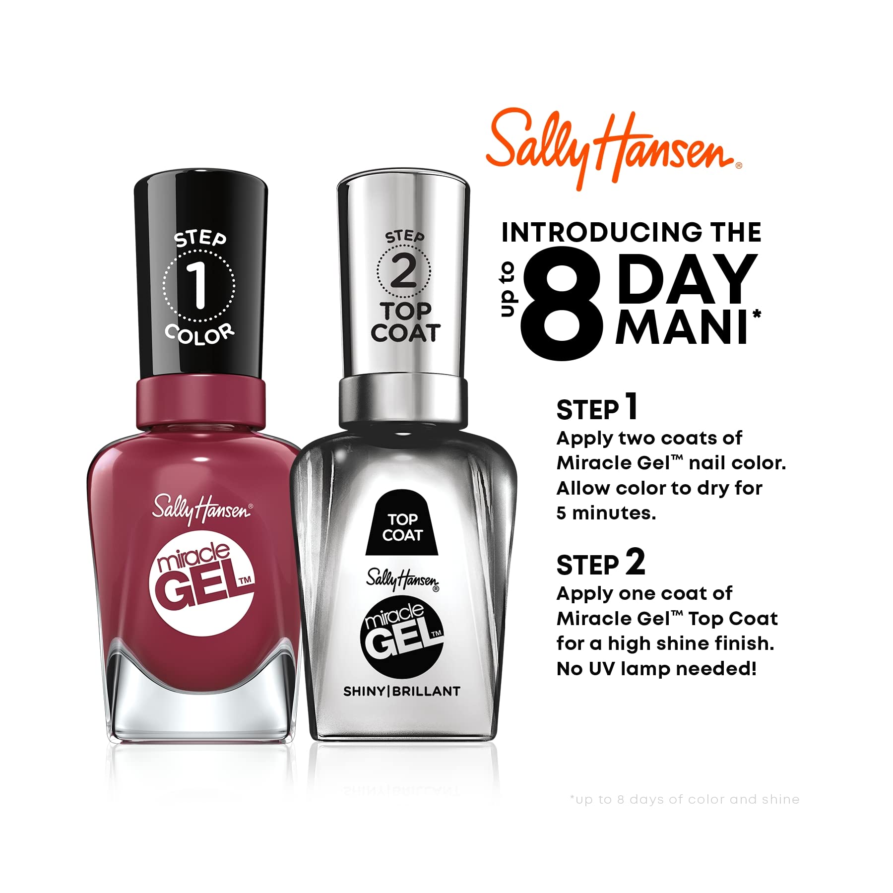 Sally Hansen Miracle Gel, sin necesidad de lámpara UV ni LED.