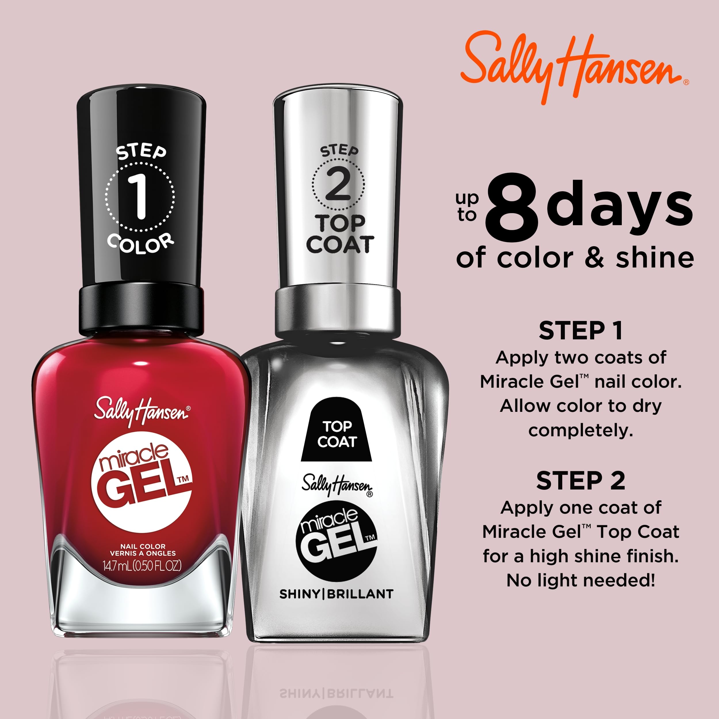 Sistema de dos pasos para uñas lisas y brillantes con Miracle Gel