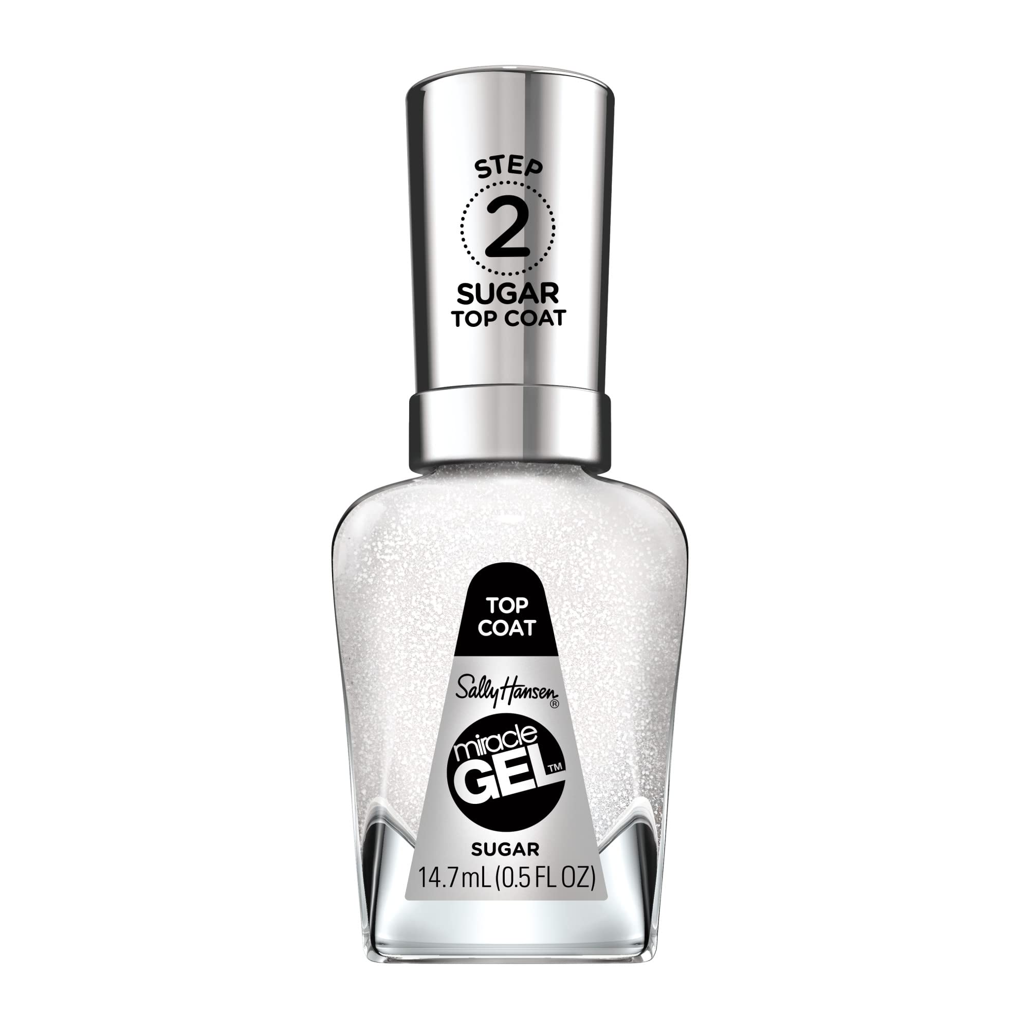 Sally Hansen Miracle Gel Sugar Top Coat, acabado cristal para un brillo duradero