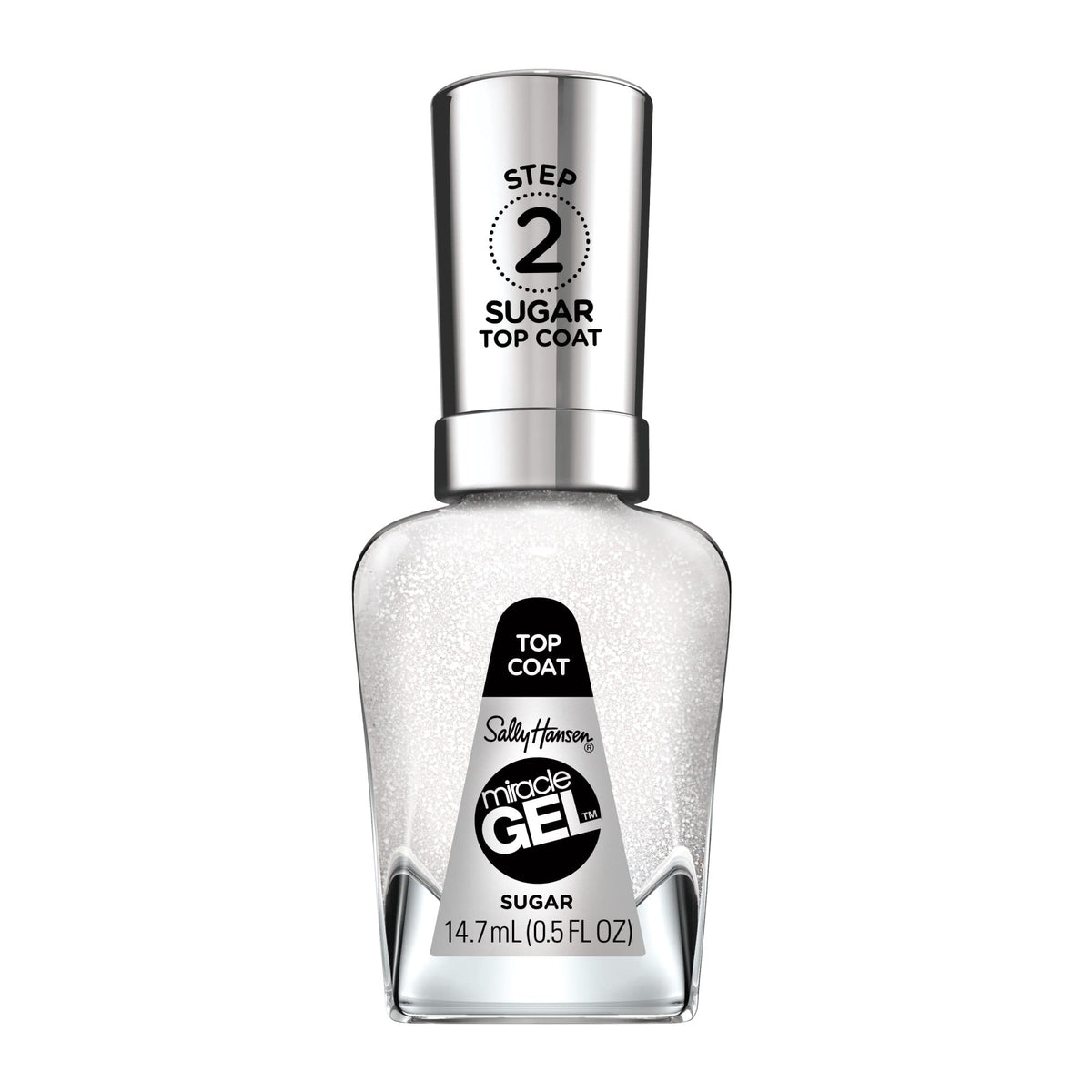Sally Hansen Miracle Gel Sugar Top Coat, acabado cristal para un brillo duradero