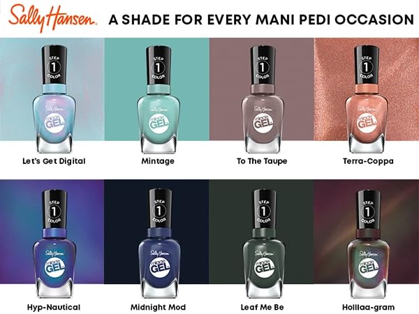 Sally Hansen Miracle Gel color marrón metalizado de aspecto elegante.