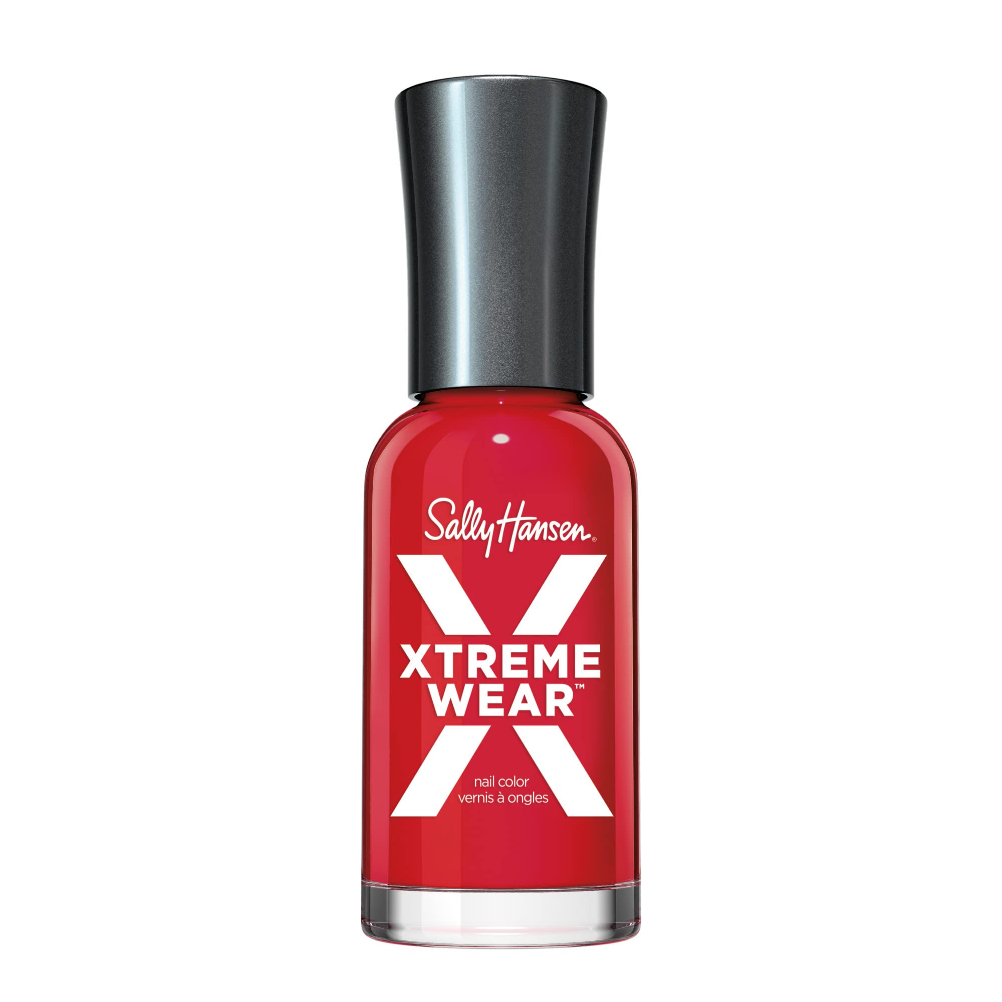 Sally Hansen Xtreme Wear Pucker Up: botella frontal con color rojo opaco y larga duración.