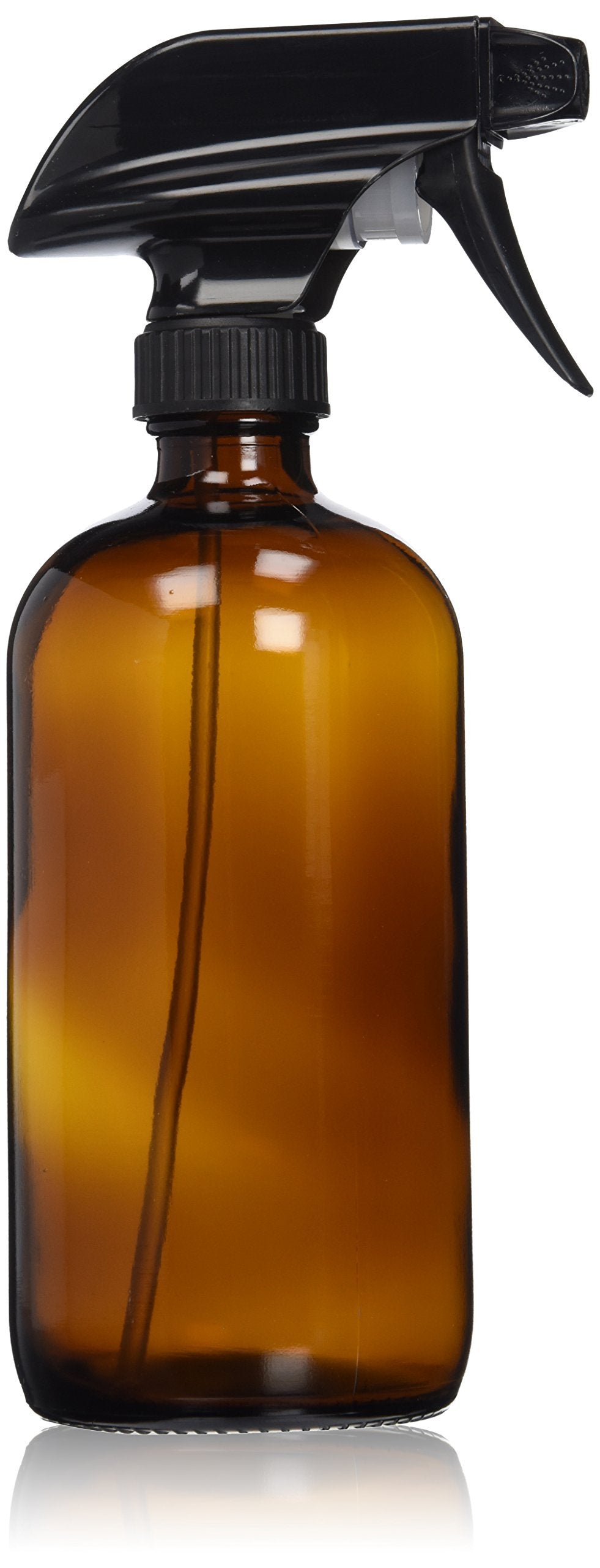 Botella Sally's Organics con atomizador ámbar para aceites y limpiadores.