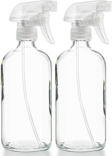 Sally's Organics botella de vidrio claro 16 onzas, ideal para limpiadores caseros reutilizables.