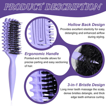 SALONKEY Cepillo con mango ergonómico para peinar rizos con comodidad.