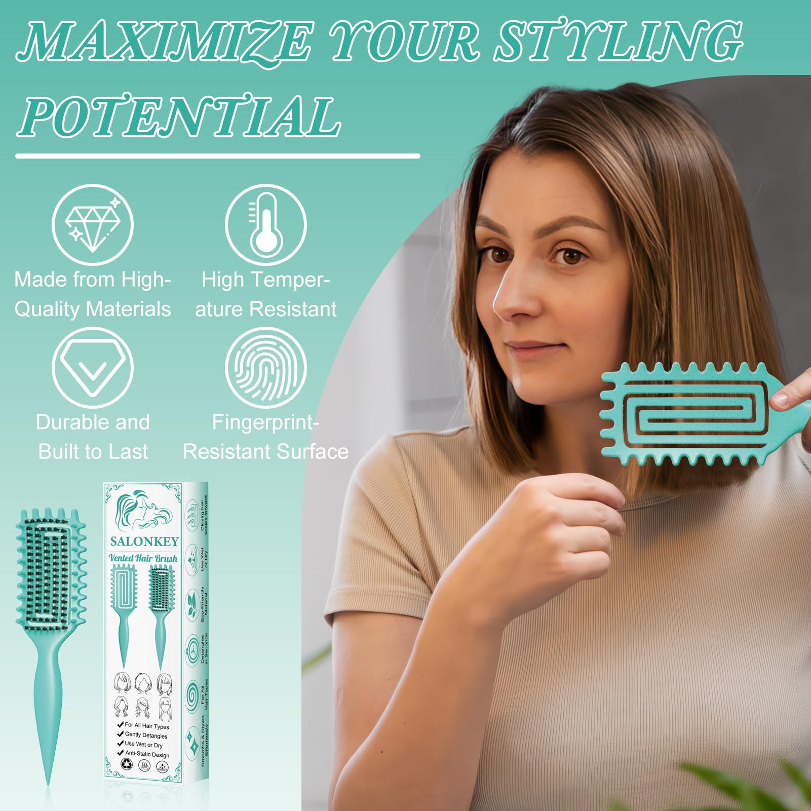 SALONKEY diseño de dientes anchos facilita desenredado sin dolor para toda la familia