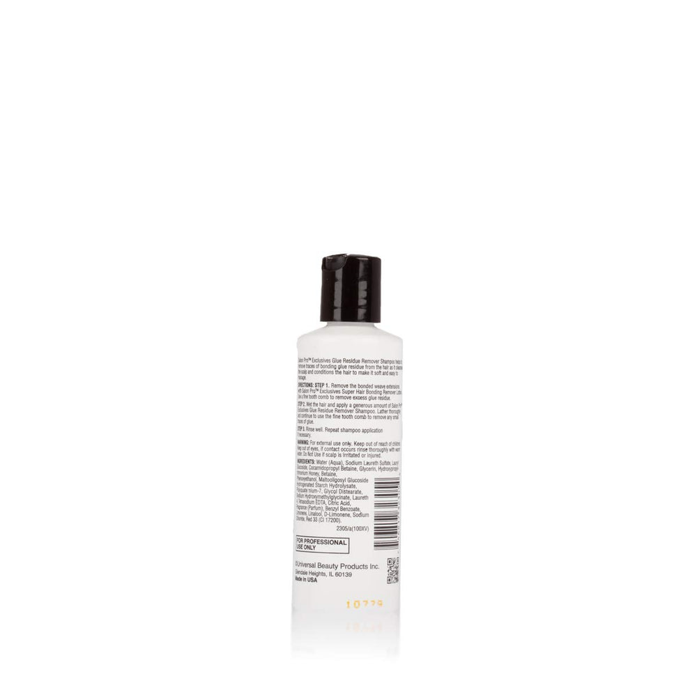 SalonPro champú removedor de residuos, etiqueta lateral, productos para melena limpia.