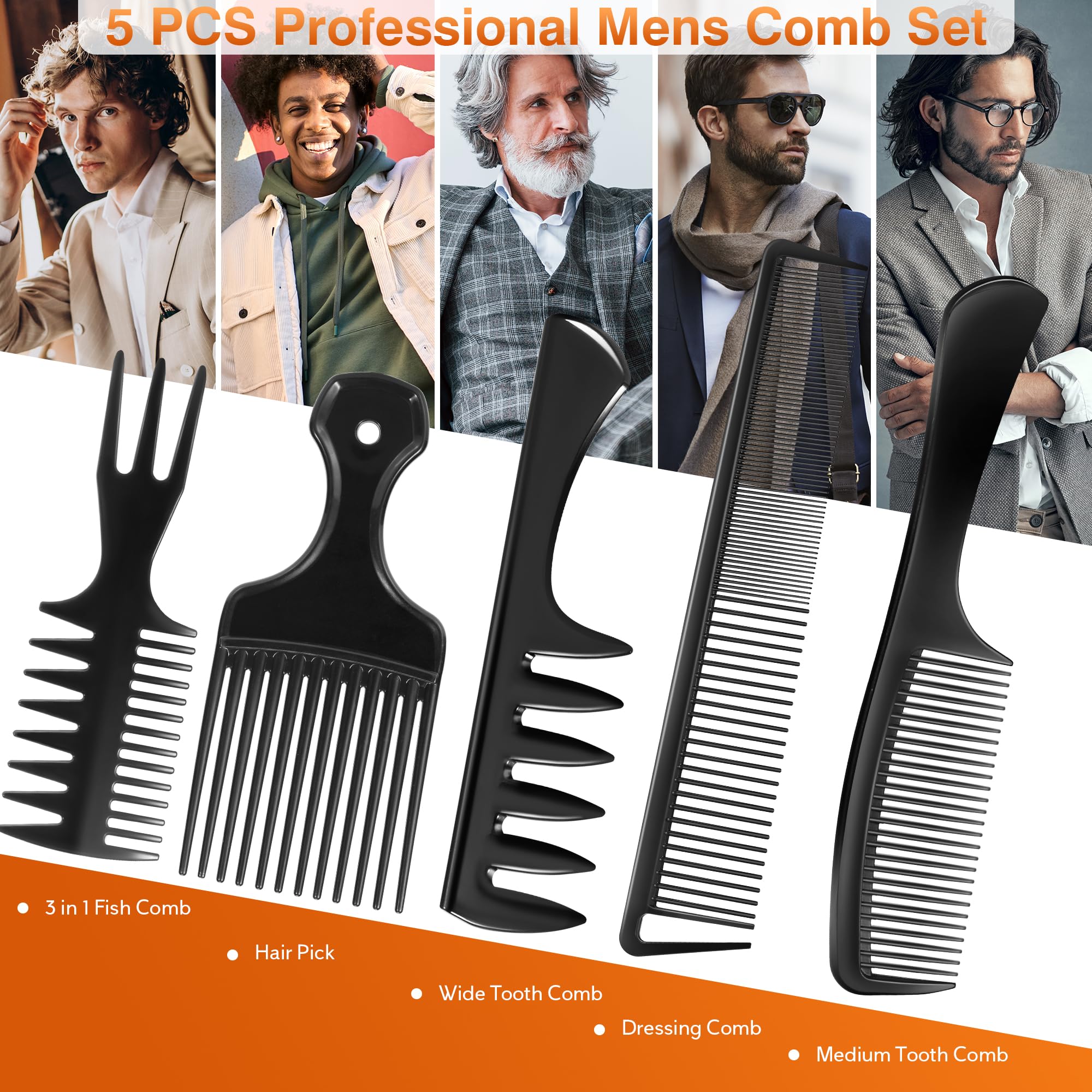SALON SILK peine dientes medios para hombres: facilita peinado con control.
