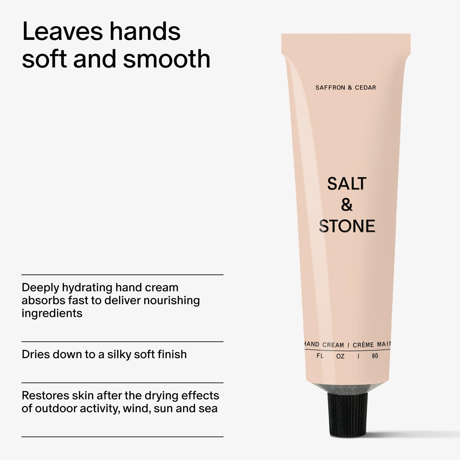 Crème mains Salt & Stone vegan et cruelty-free, sans parabènes.