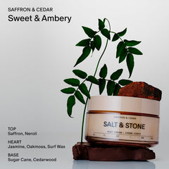 Salt & Stone crema azafrán-cedro, aroma embriagador que acompaña el día.