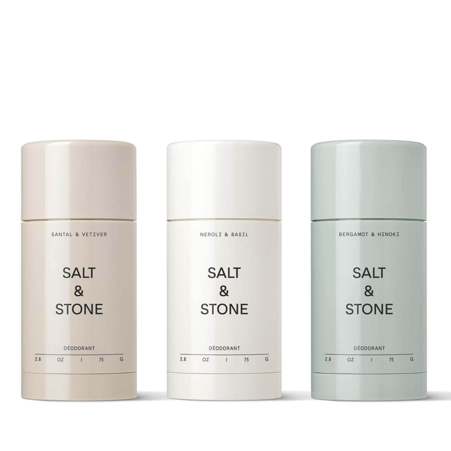 Salt & Stone desodorante sin aluminio, empaque limpio y protegido.