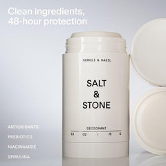 Salt & Stone desodorante sin aluminio, aplicación clara para el día.