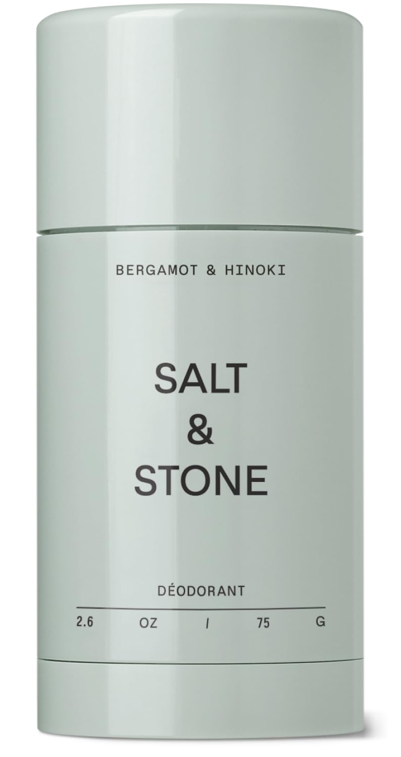 Salt & Stone desodorante sin aluminio, aplicación suave para piel cómoda.