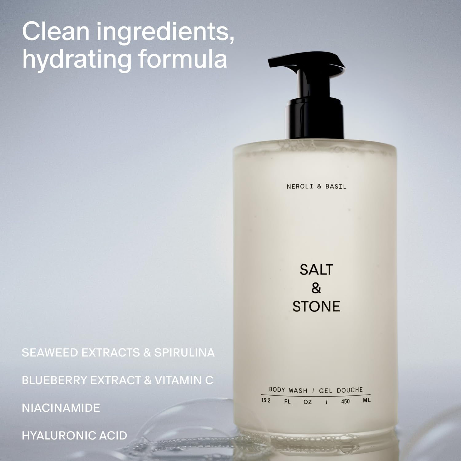Salt & Stone espuma hidratante para limpieza suave y piel suave