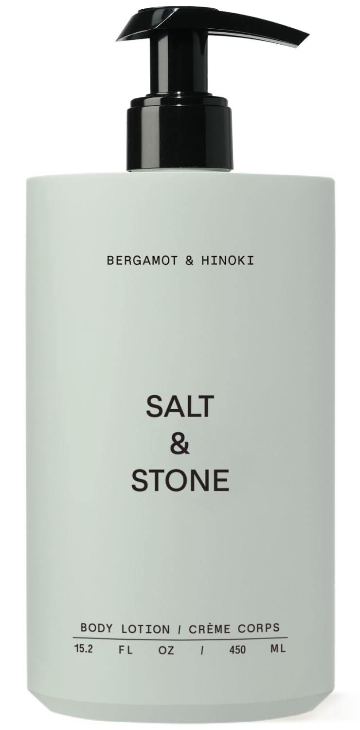 Salt & Stone Loción Corporal Bergamota Hinoki en botella: aroma cítrico y revitalizante.
