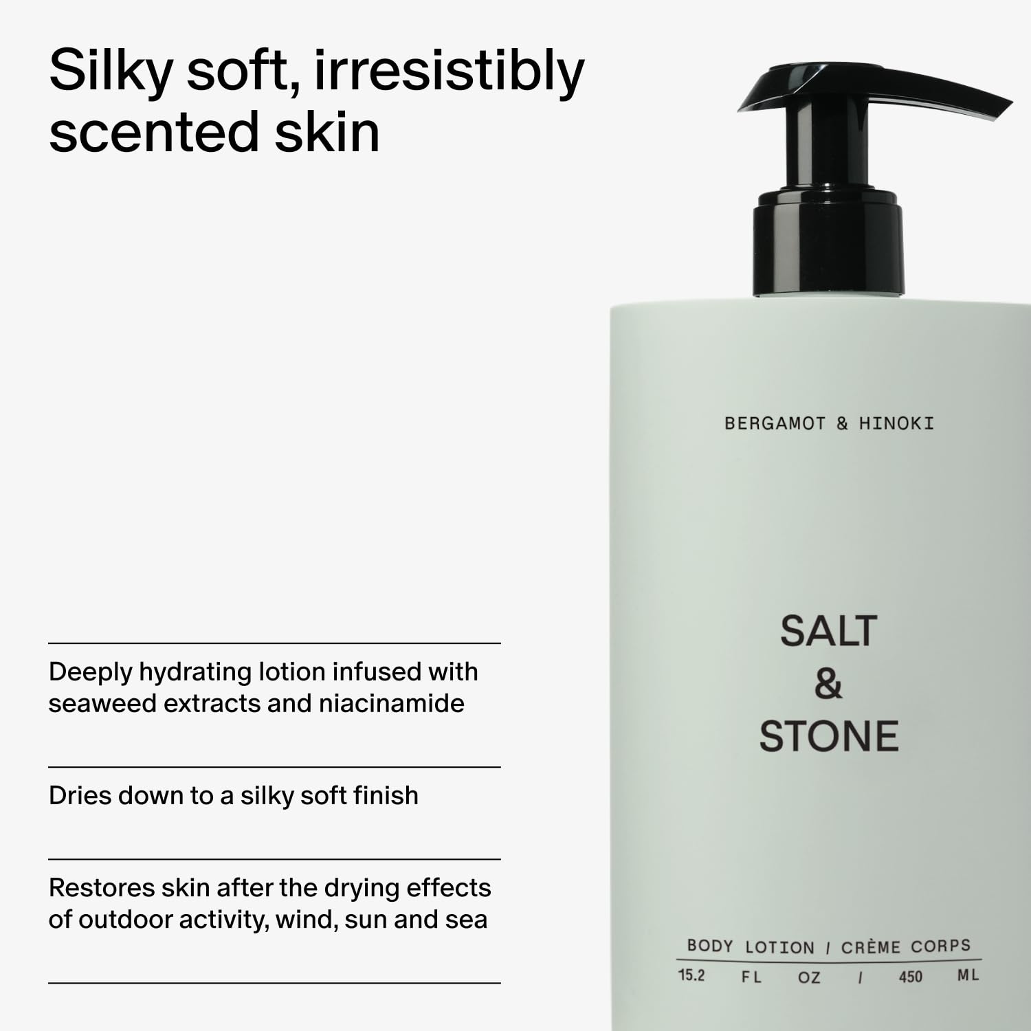 Salt & Stone Fragancia Bergamota Hinoki, aroma cítrico y amaderado.