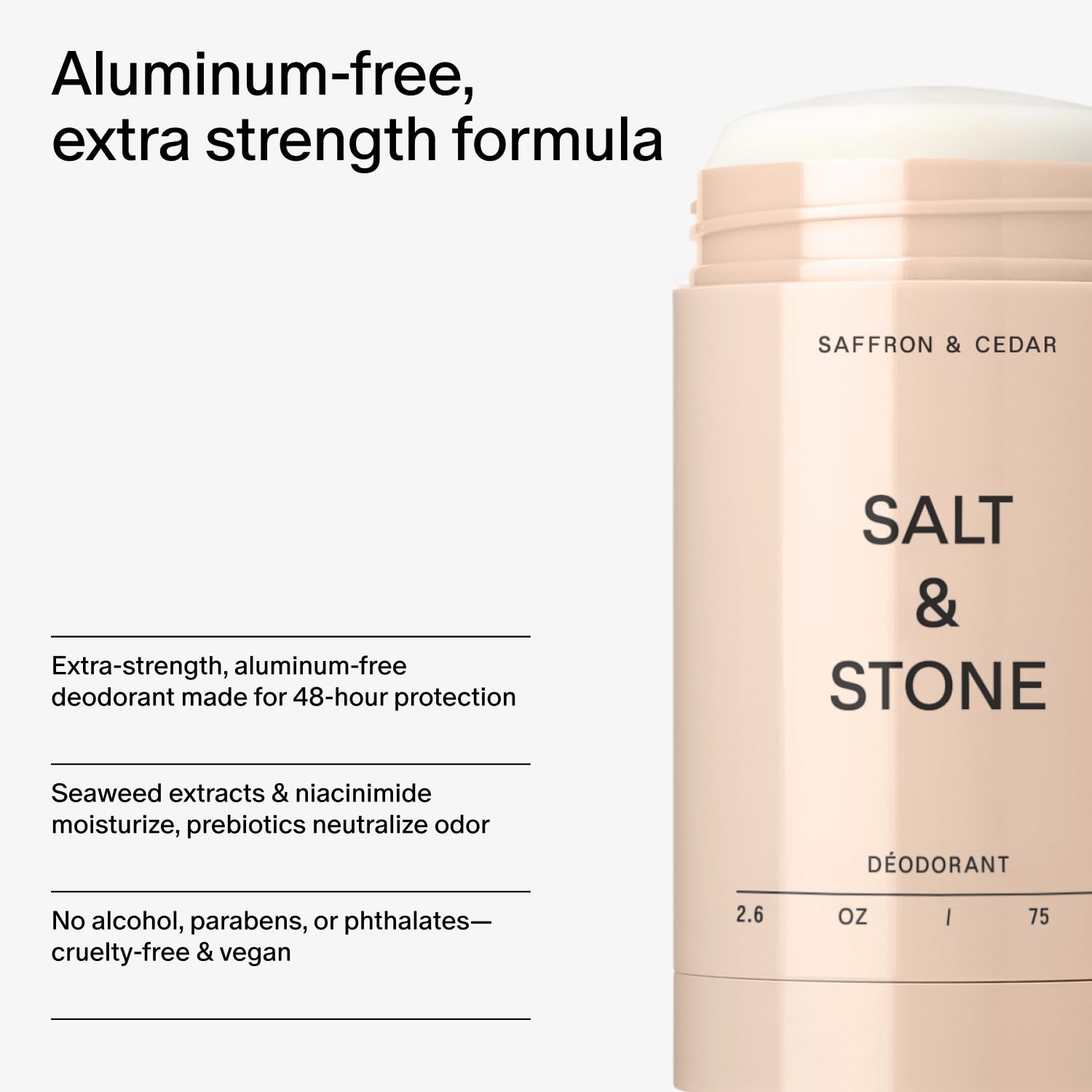 Salt & Stone notas de aroma: azafrán y cedro para fragancia cálida.