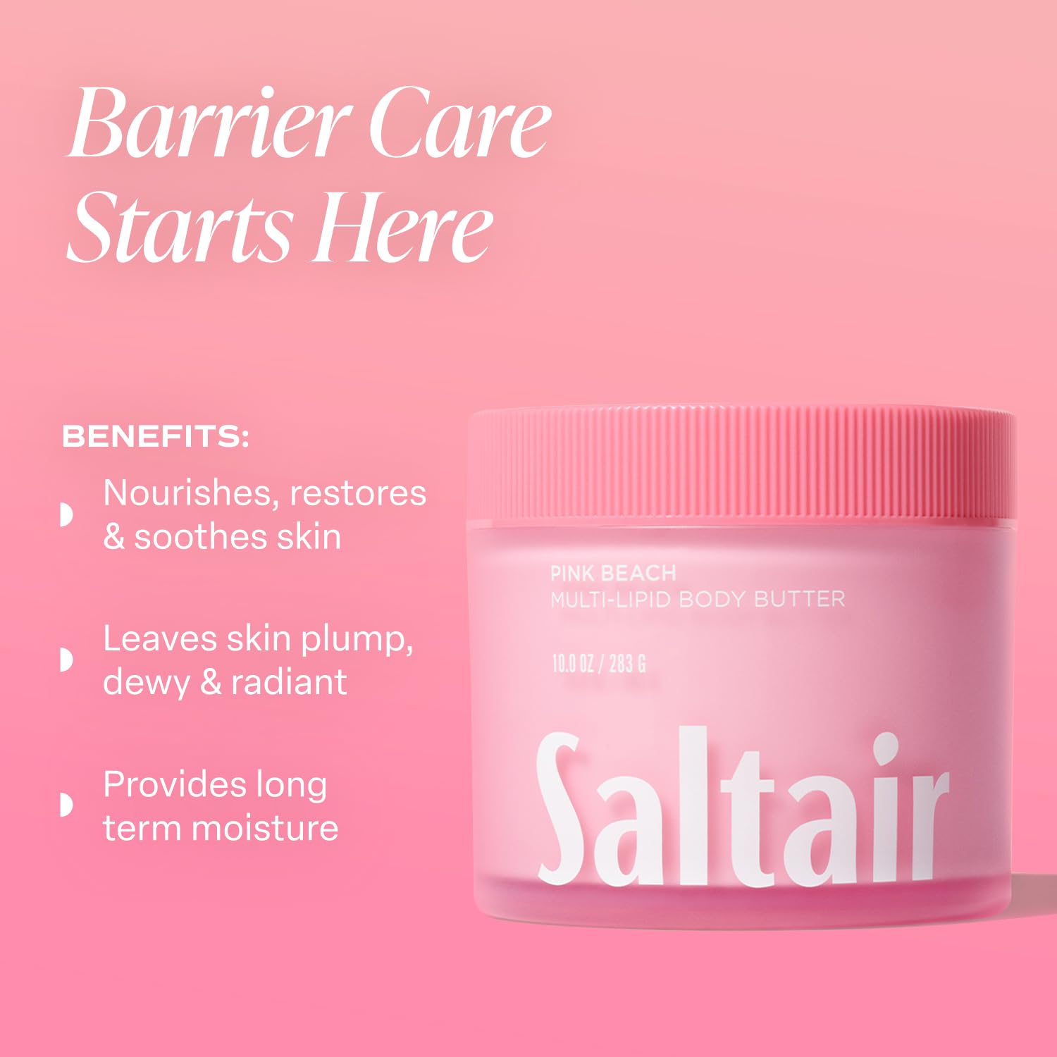 Saltair con ceramidas, soporte de barrera y hidratación duradera