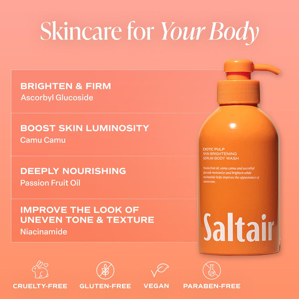 Saltair Exotic Pulp pump-action bottle in use delivering a rich lather.