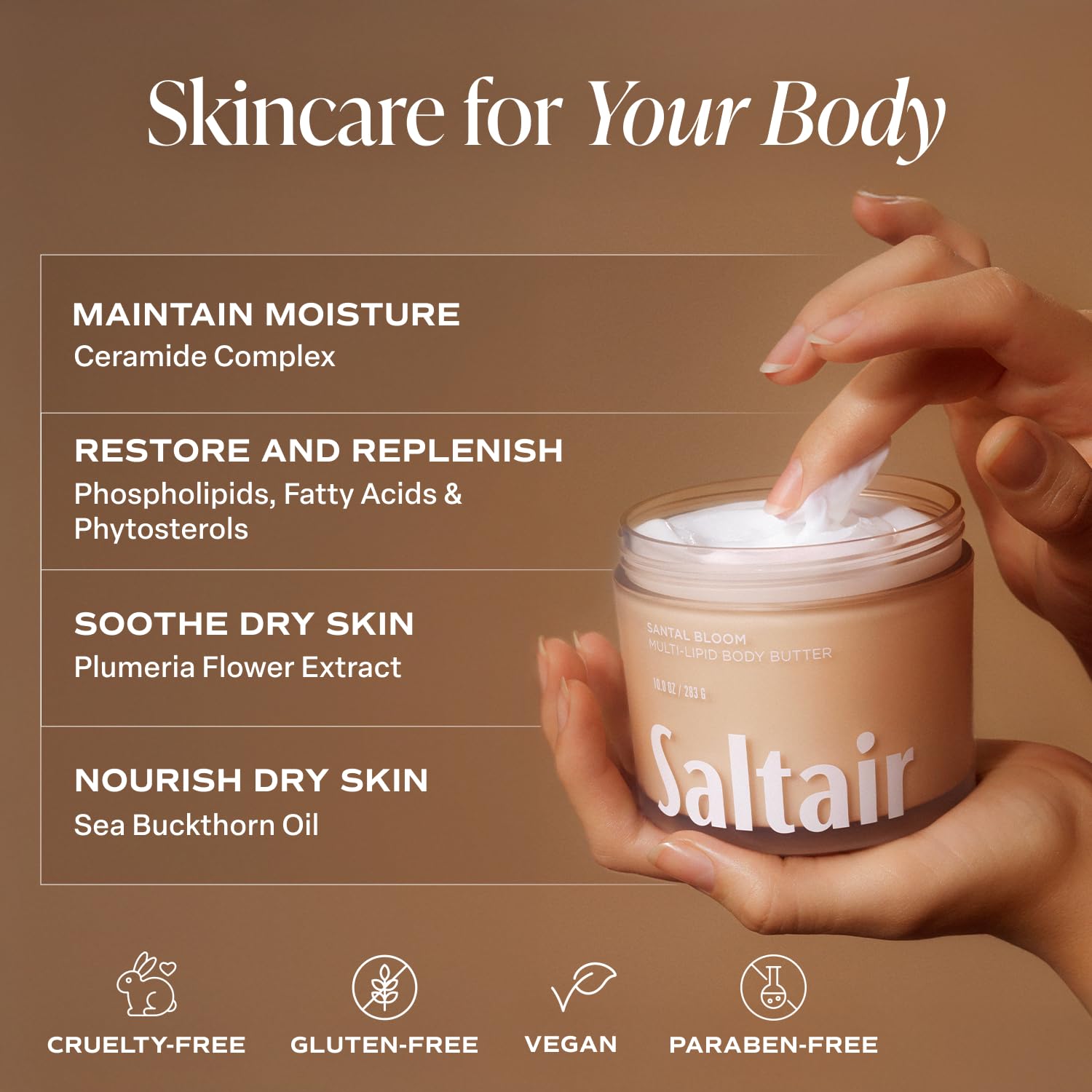 Saltair Manteca Multilipídica fragancia Santal Bloom para una experiencia sensorial.