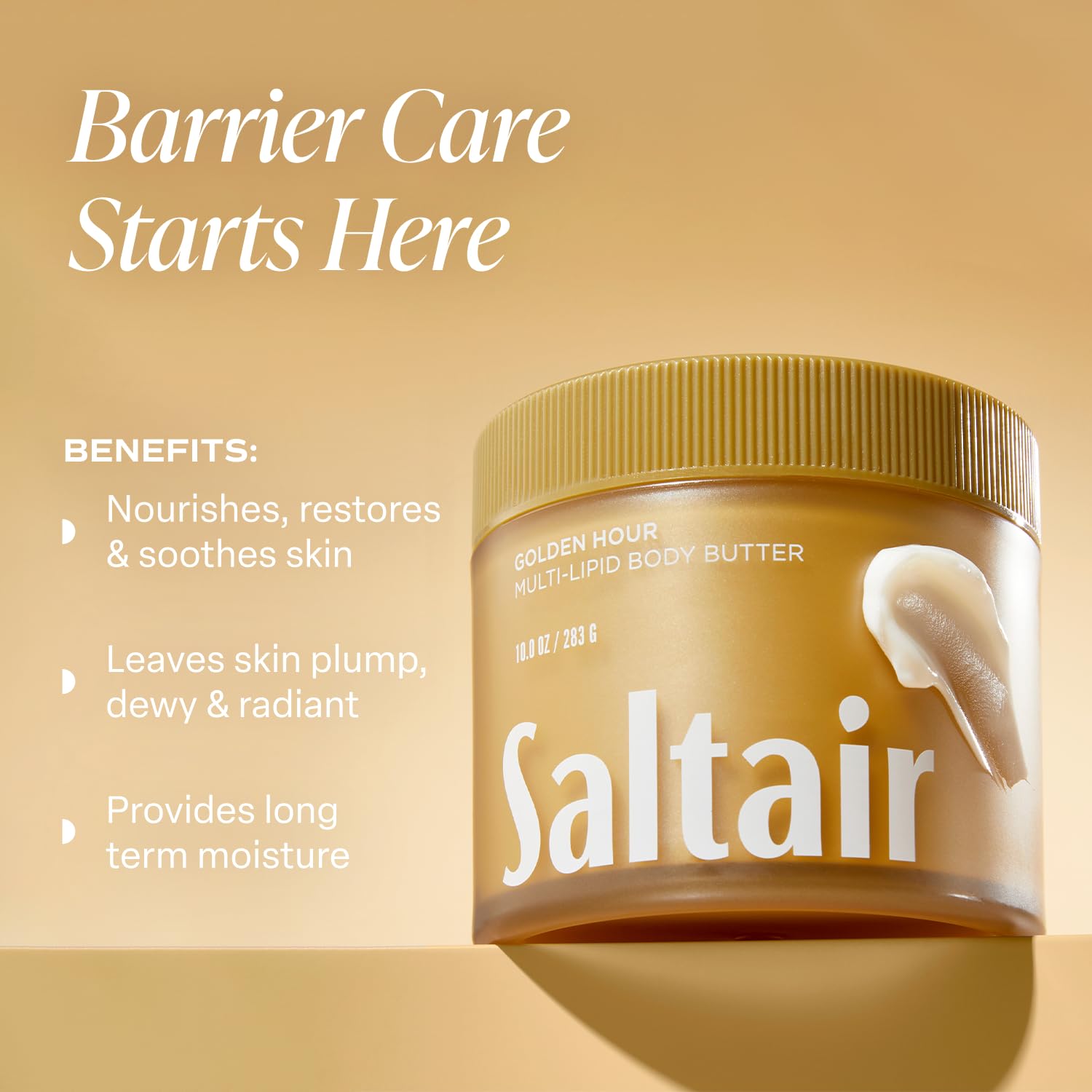 Creamy texture close-up of Saltair body butter for absorption