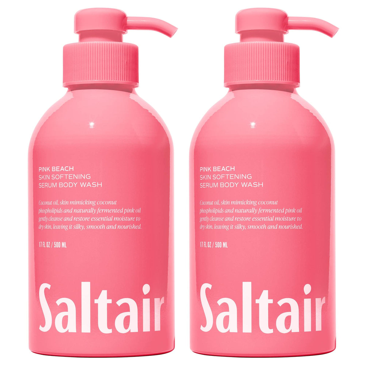 Saltair Pink Beach body wash bottle front offering a luxurious cleanse for all skin.