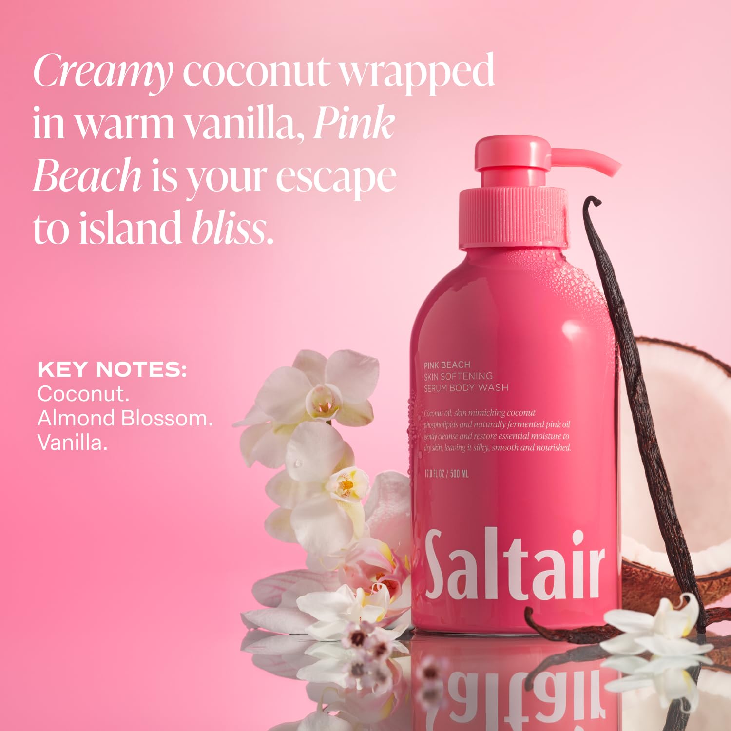 Saltair Pink Beach fragrance notes evoke island warmth.