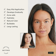 SALTYFACE Agua Bronceadora, tono medio a oscuro para un color natural.