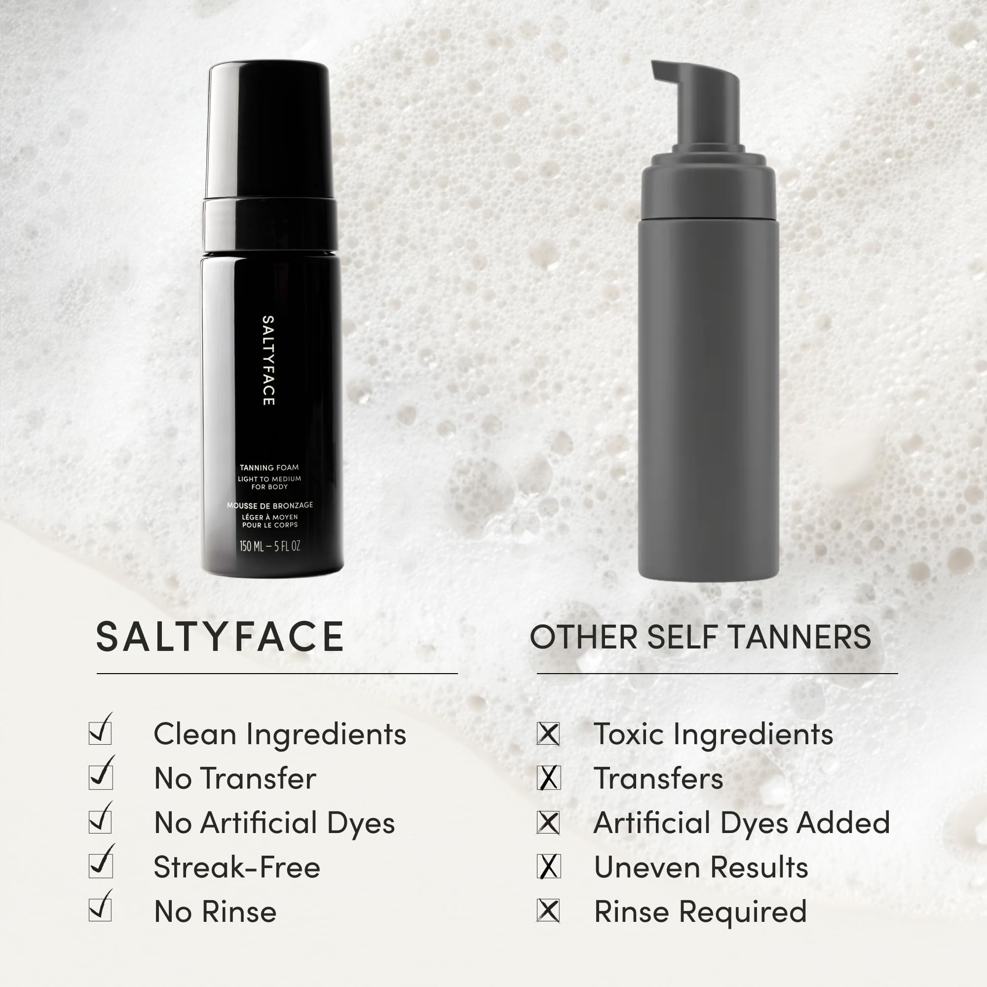 SALTYFACE bronceador espuma tono medio para color bronceado medio