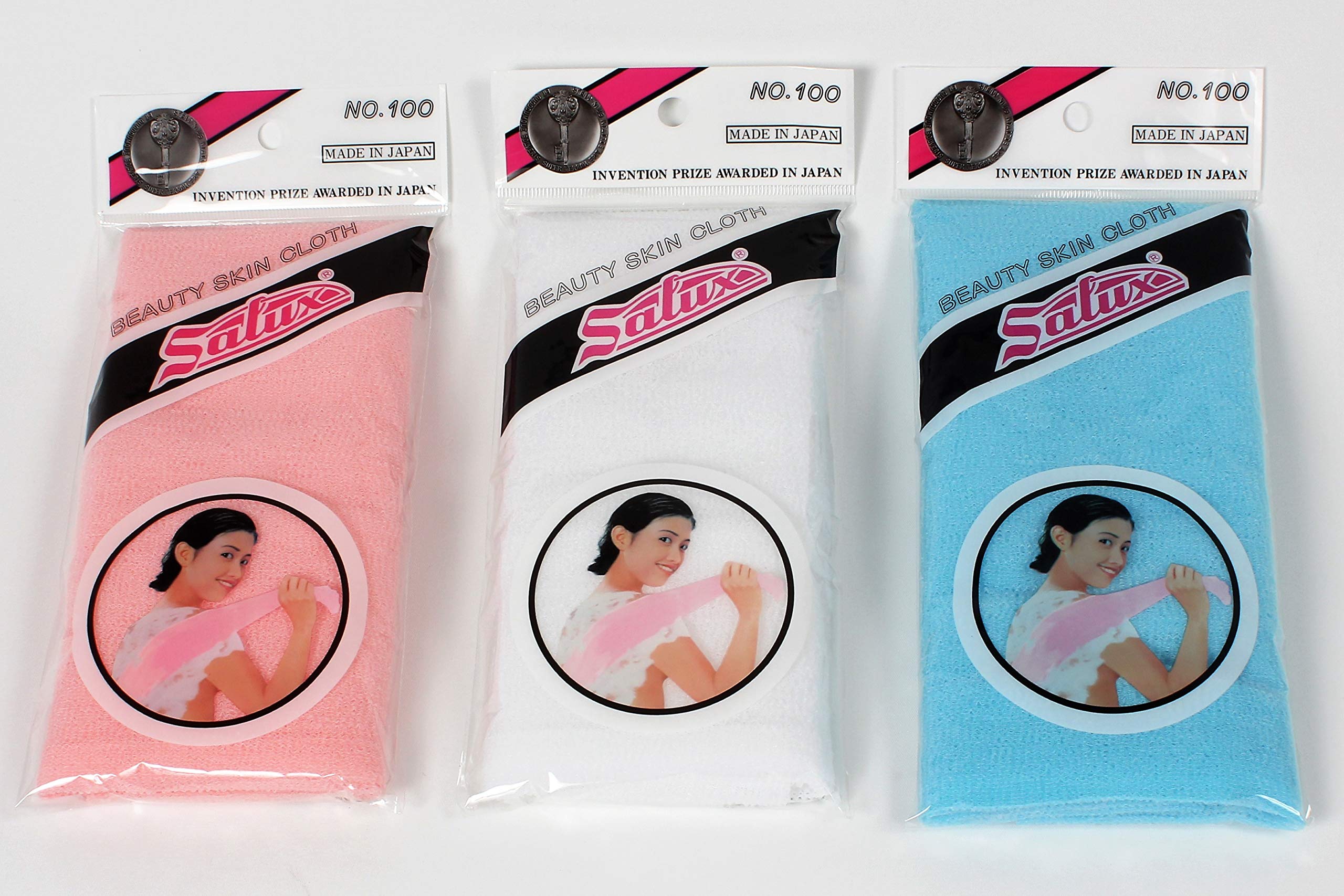 SALUX toalla de baño de nylon en durazno, suave para la piel diaria.