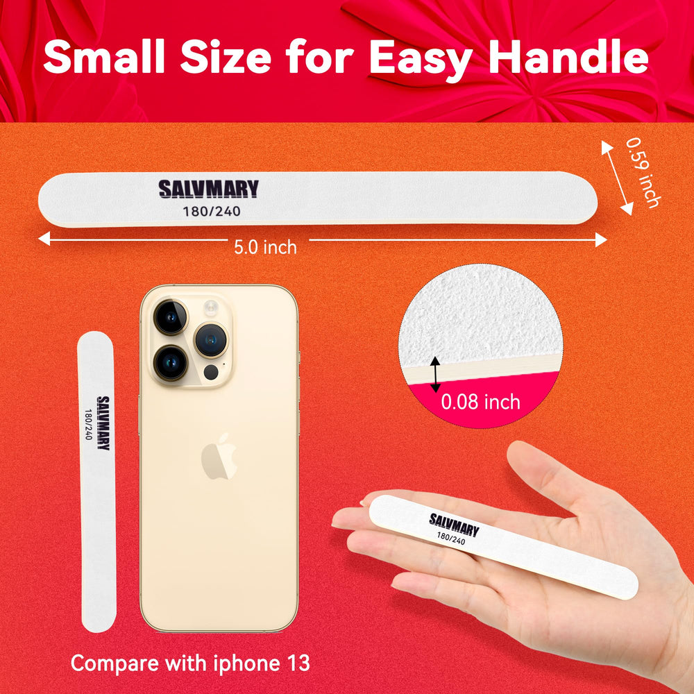 SALVMARY emery board blanco mini 5 pulgadas para acabado suave
