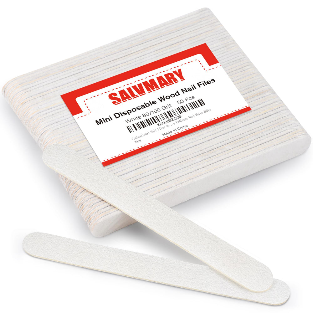 Lima SALVMARY doble cara 80/100 grit para dar forma rápida a uñas acrílicas.