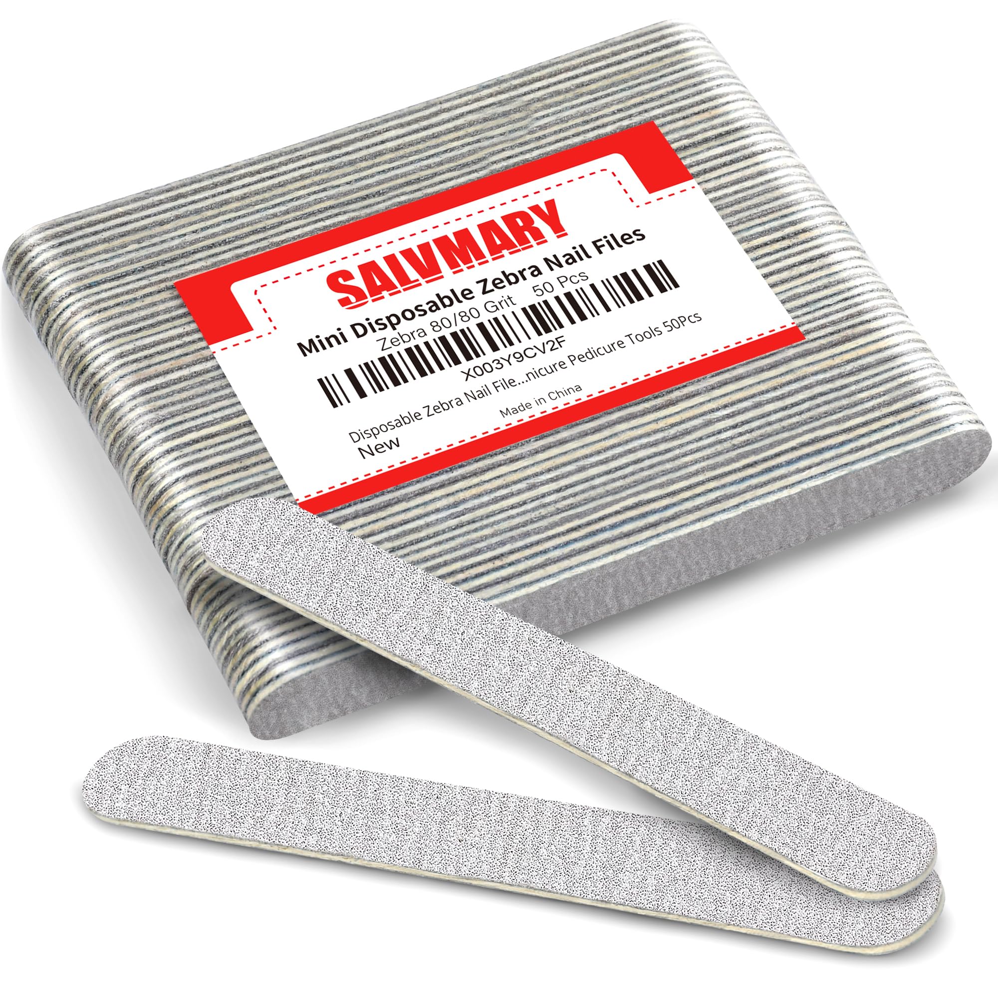 Lima SALVMARY Zebra doble cara 80/80 para uñas acrílicas, limado preciso