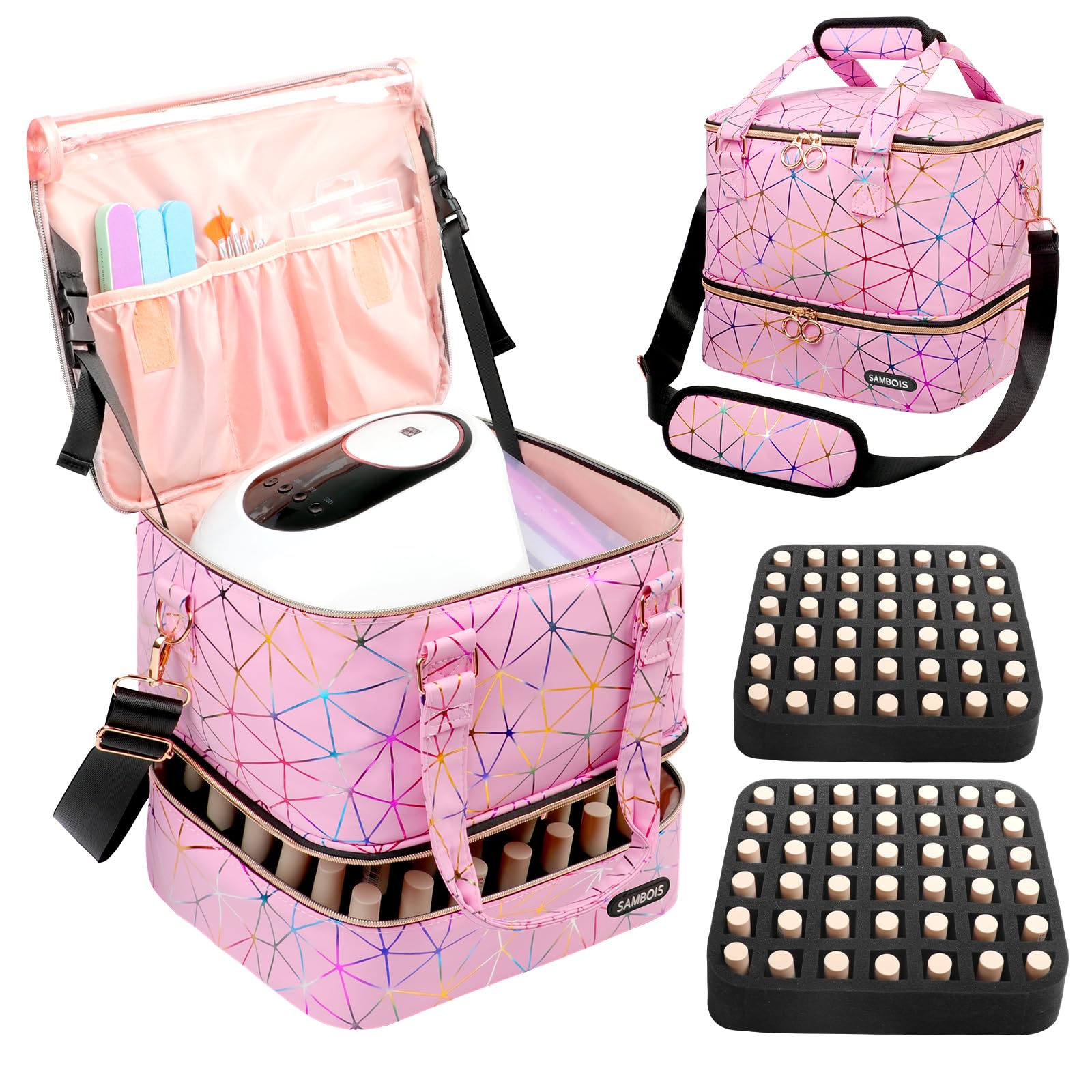Sambois organizador-esmaltes-84-botellas: almacenamiento compacto para esmaltes y herramientas.