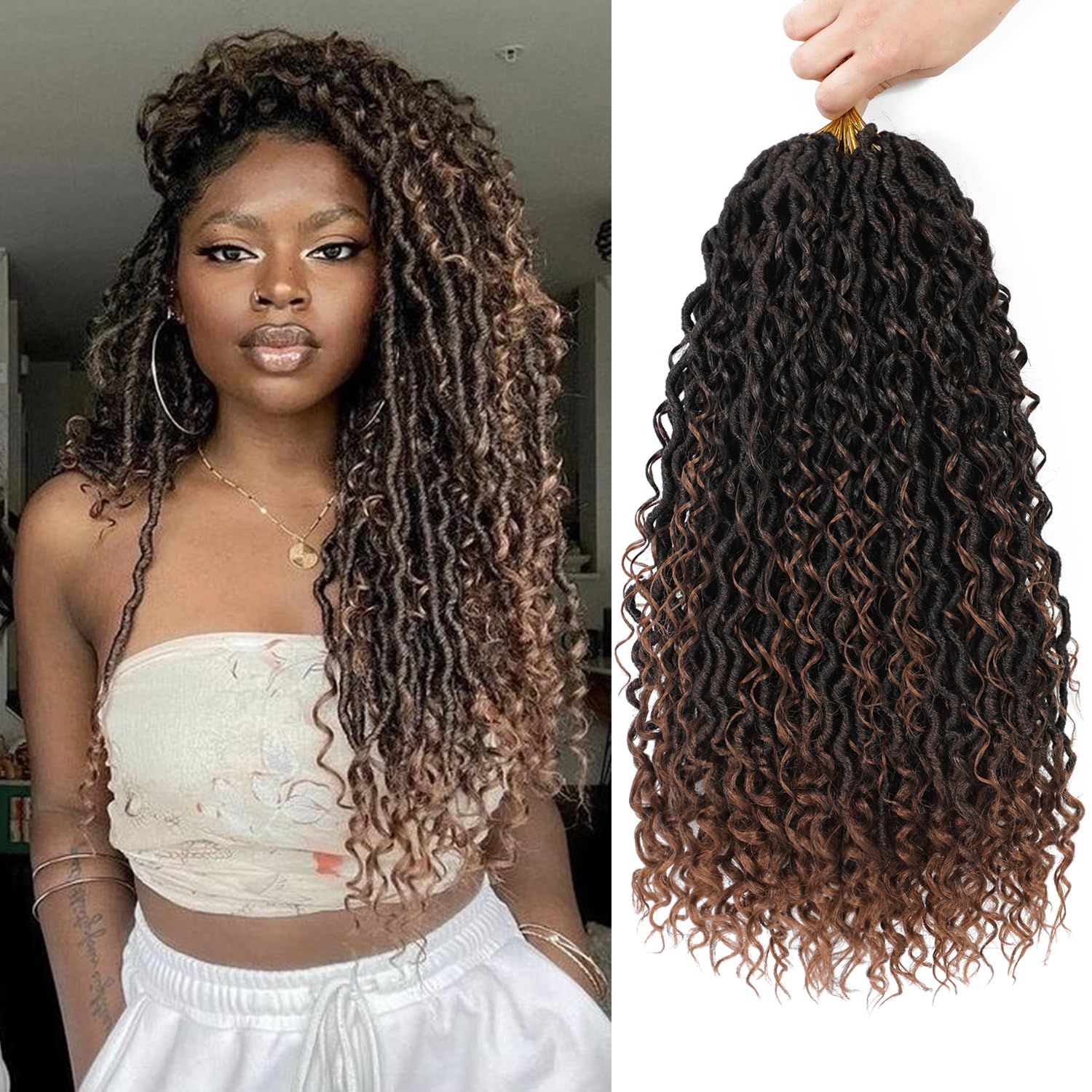 SAMBRAID Diosas de Locs 18 pulgadas, look bohemio para uso diario