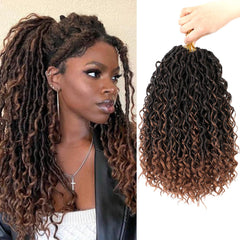 SamBraid Goddess Locs 14'' frente, look bohemio ligero y cómodo.