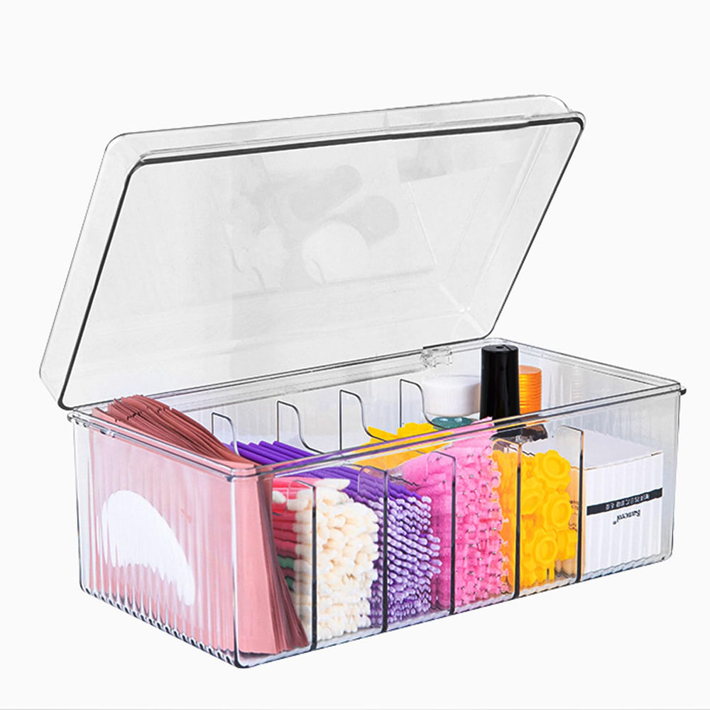 Samchilderlan organizador de extensiones de pestañas, vista frontal clara para localizar suministros rápidamente.