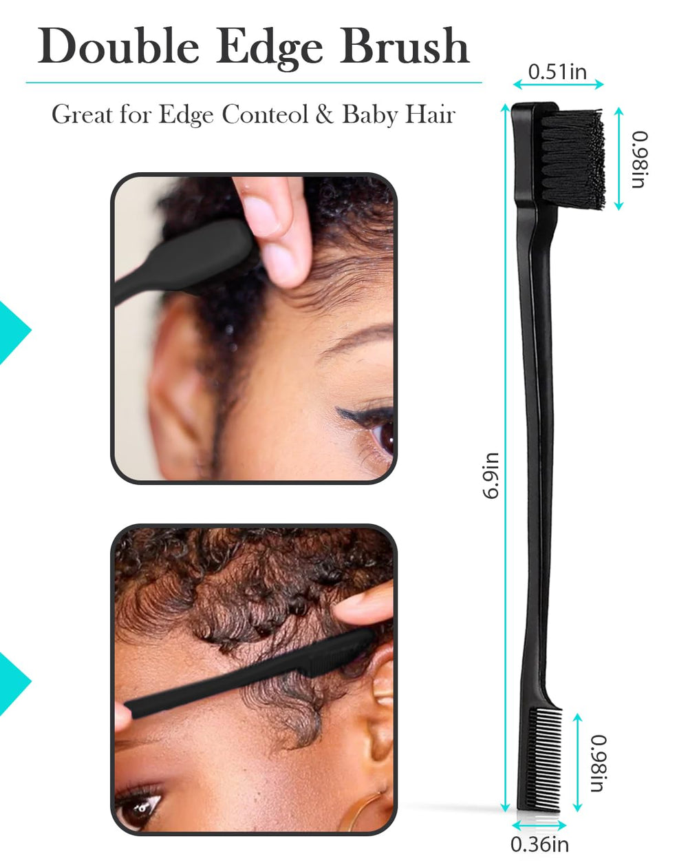 Samnyte cepillo control de bordes, define líneas y domar baby hairs con facilidad.