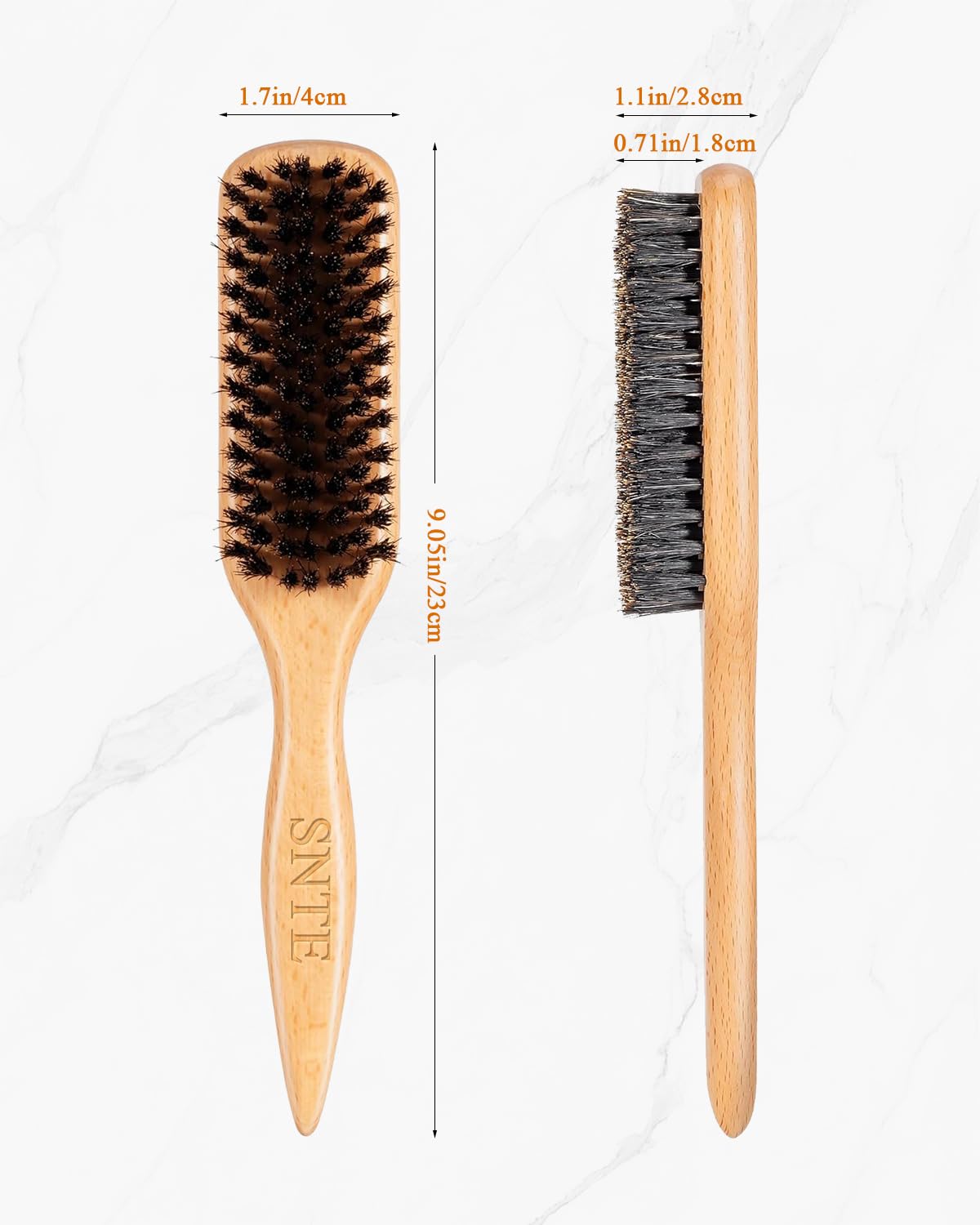 Samnyte cepillo de cerdas de jabalí para controlar el encrespamiento en cabello fino o medio.