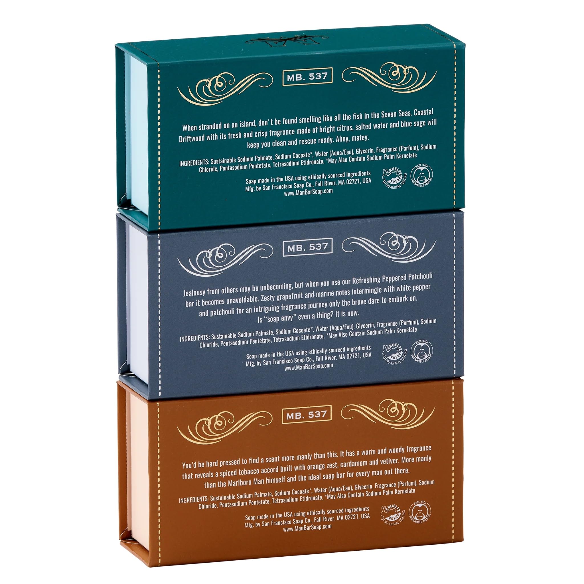 San Francisco Soap Company Man Bar Pachulí con Pimienta, nota cálida para la ducha.