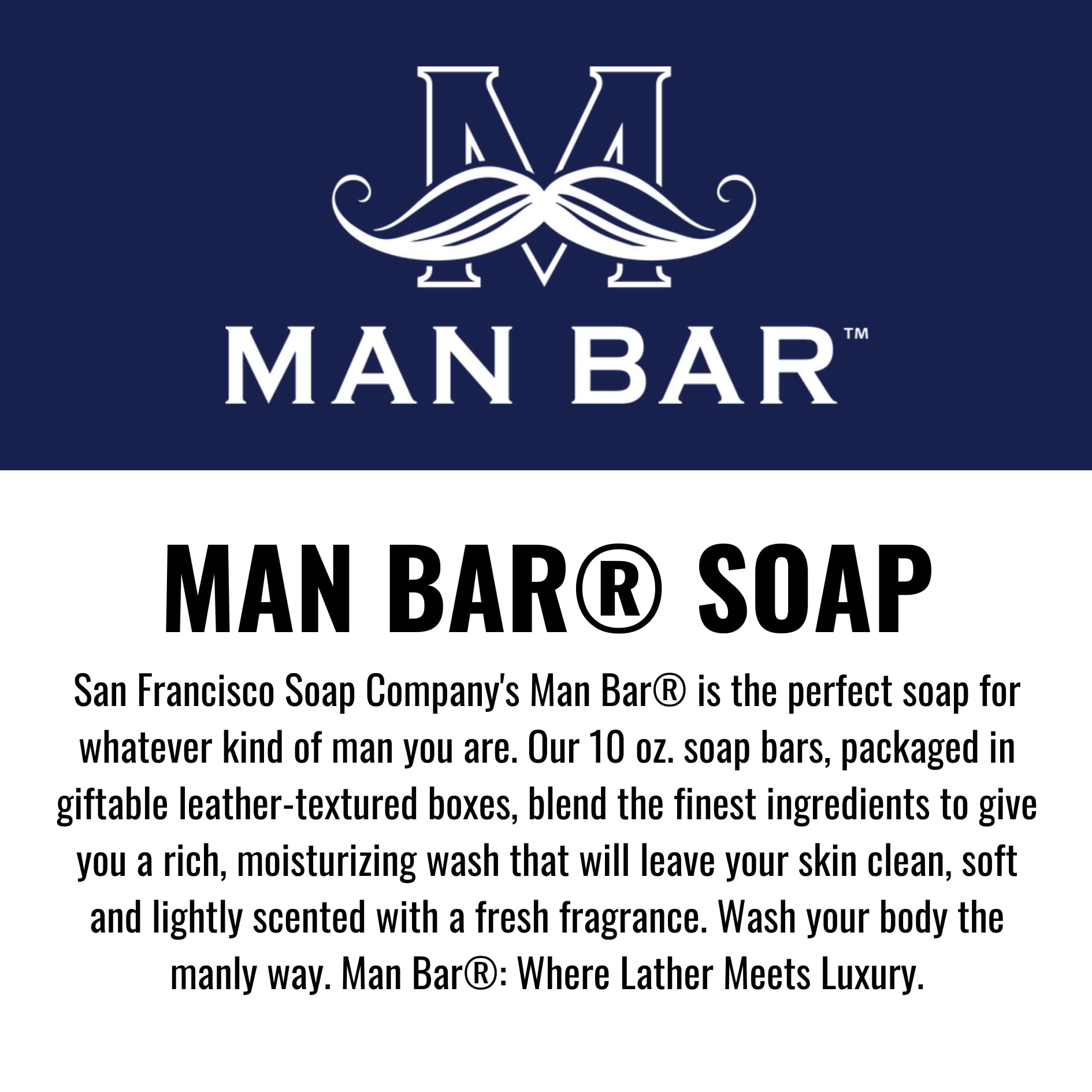 San Francisco Soap Company Man Bar textura cremosa para uso diario.
