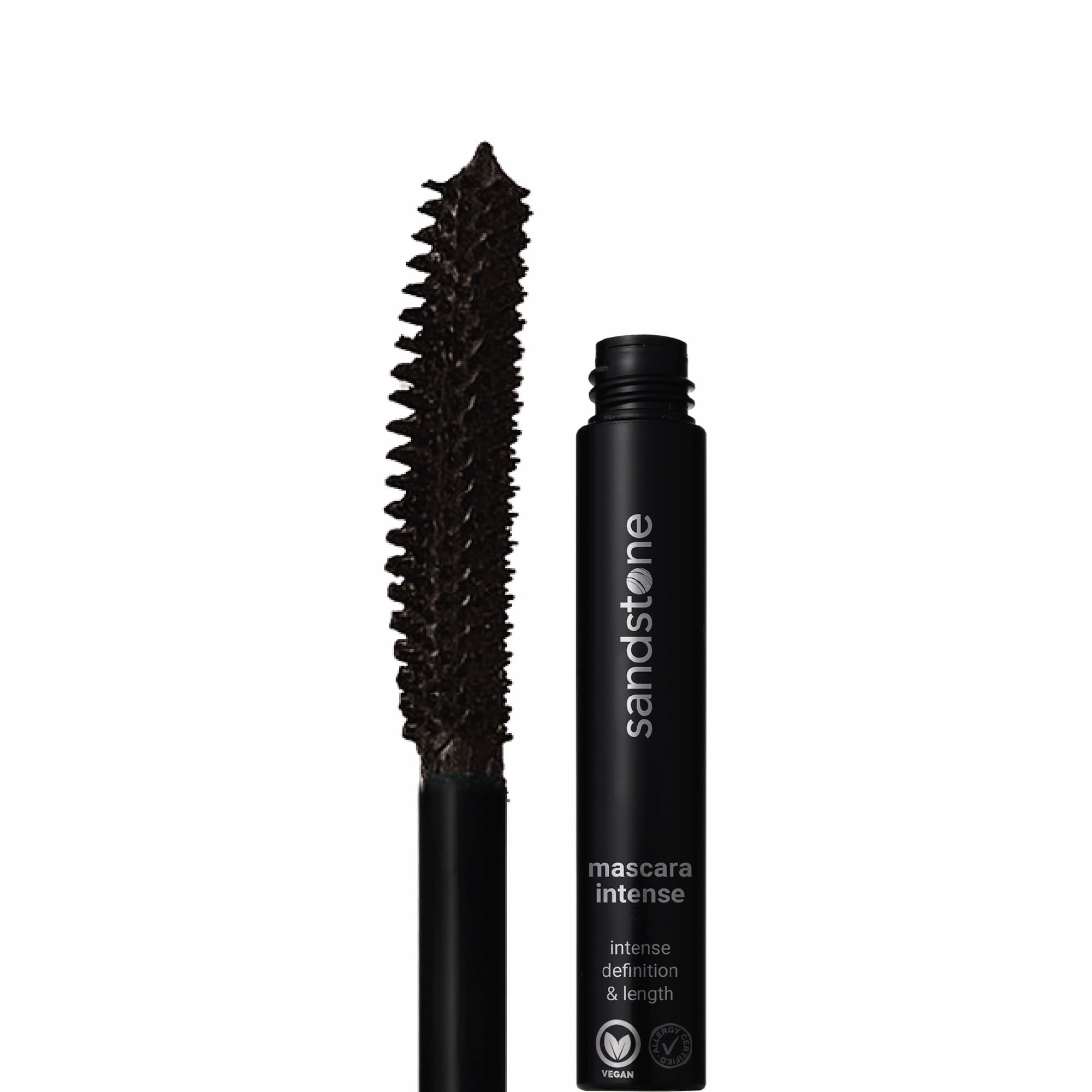 Mascara Sandstone Scandinavia para ojos sensibles, enfoque aplicacion suave para uso diario.