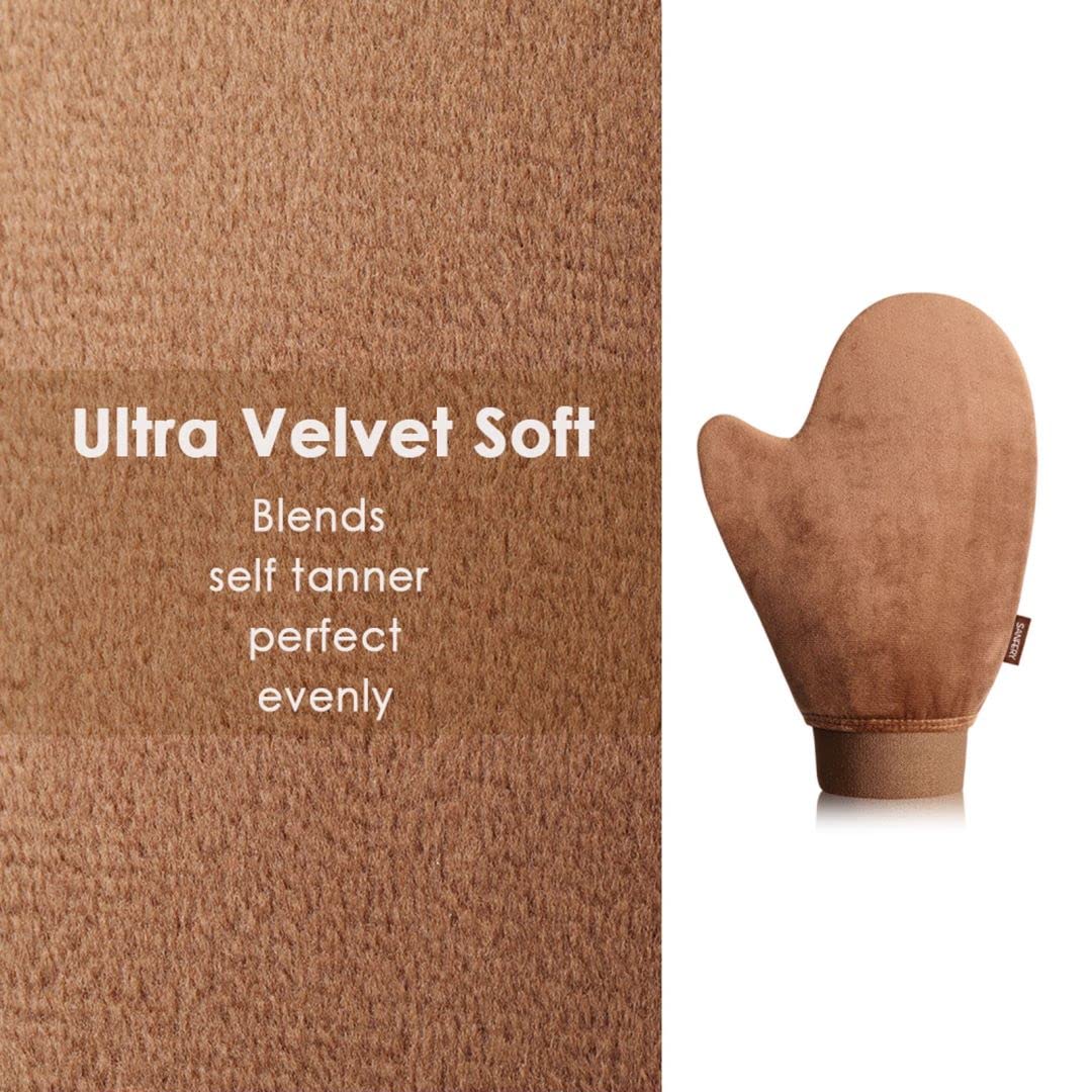 Guante Sanfery autobronceador con barrera impermeable para evitar manchas.